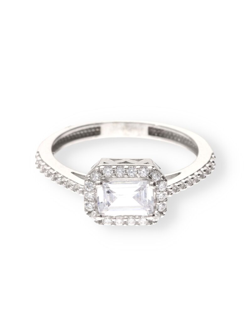 ANILLO ORO BLANCO 18K CIRCONITAS RECTANGULAR