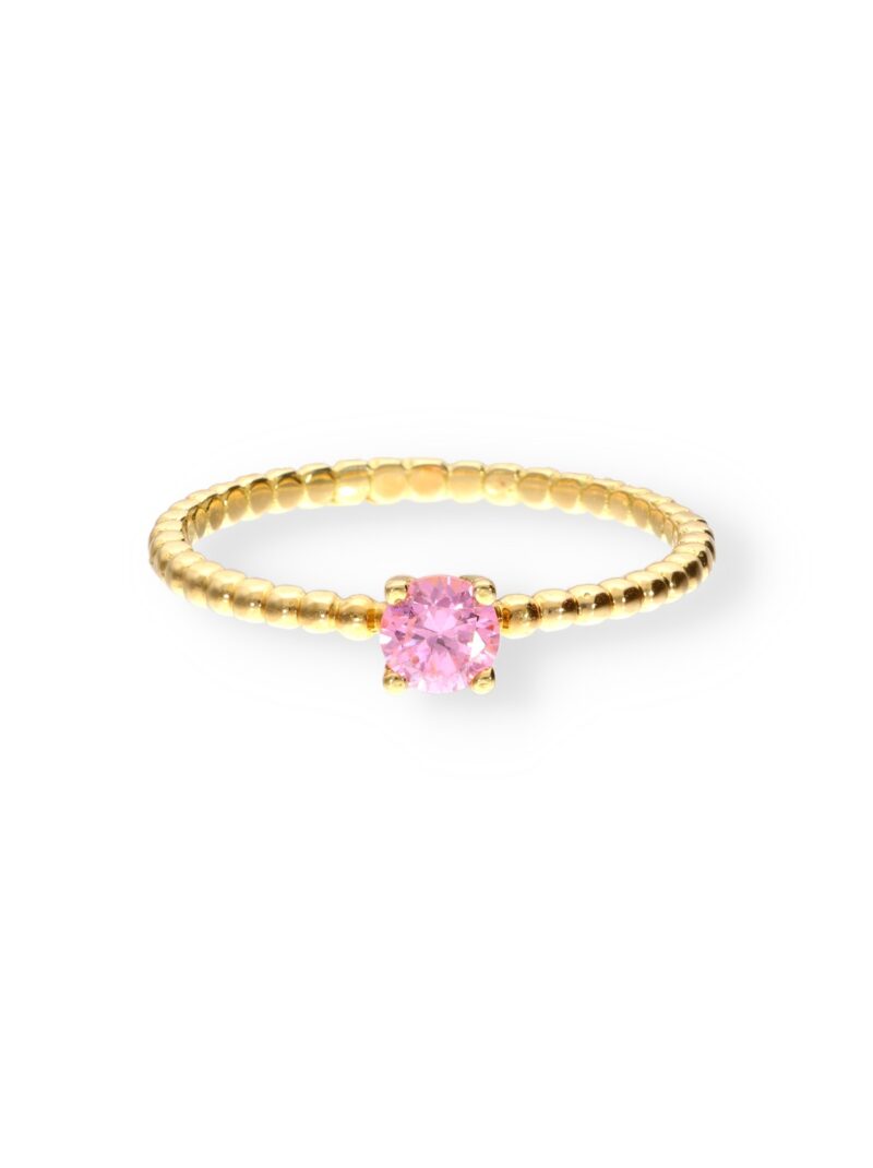 ANILLO ORO 18K CIRCONITA CENTRAL ROSA FRANCIA