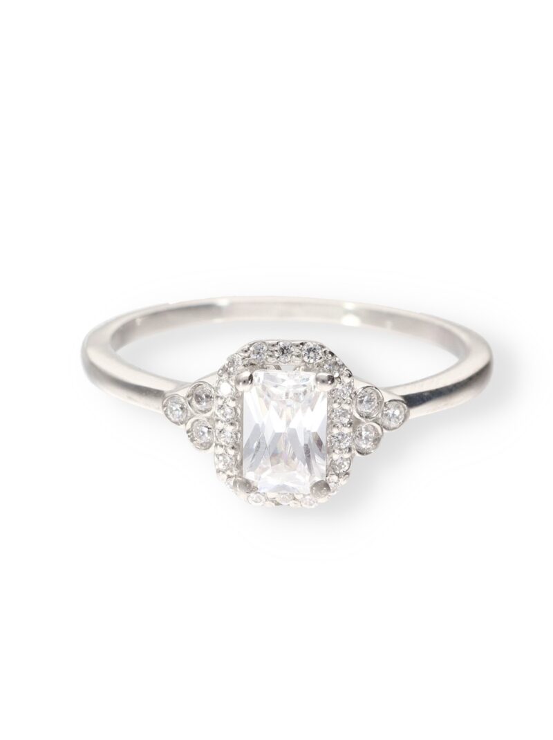 ANILLO ORO BLANCO 18K BASE TRIANGULAR CIRCONITAS