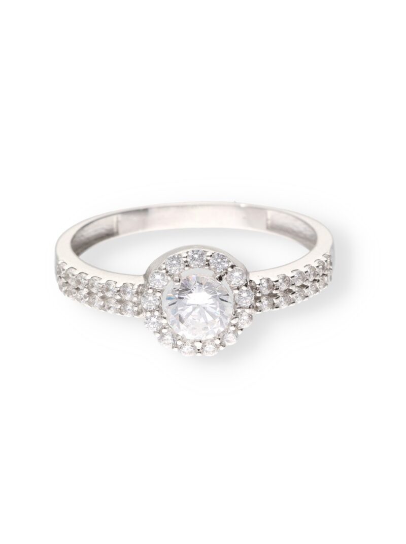 ANILLO ORO 18K SOLITARIO ROSETA CIRCONITAS