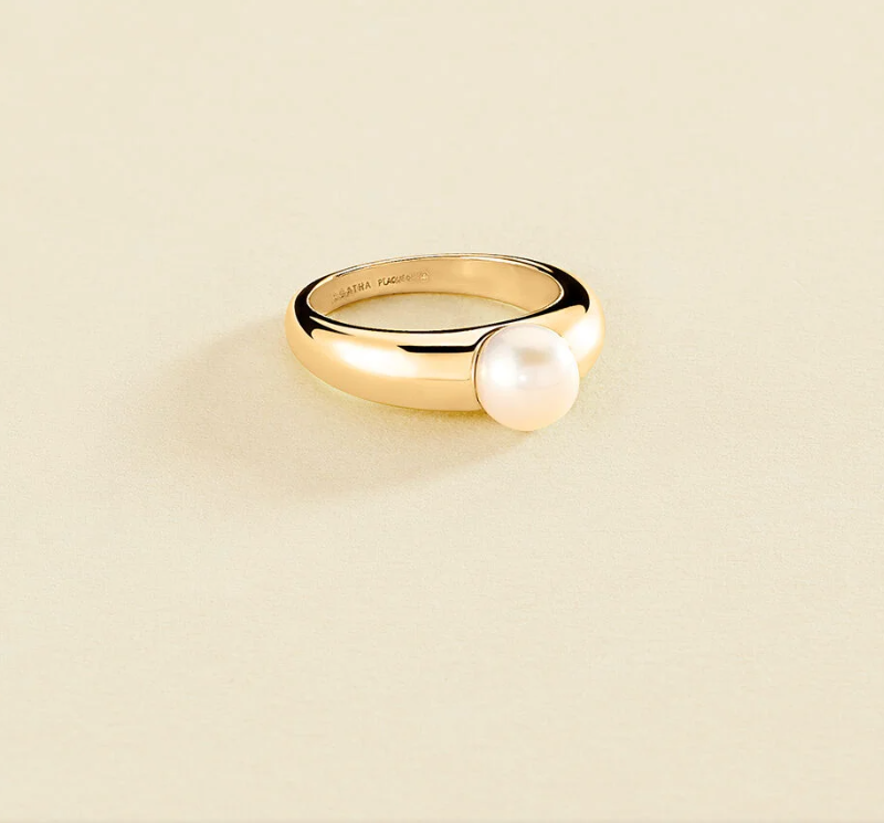 Anillo fino RIN1MARGAUX - Perla / Chapado Oro Agatha Paris