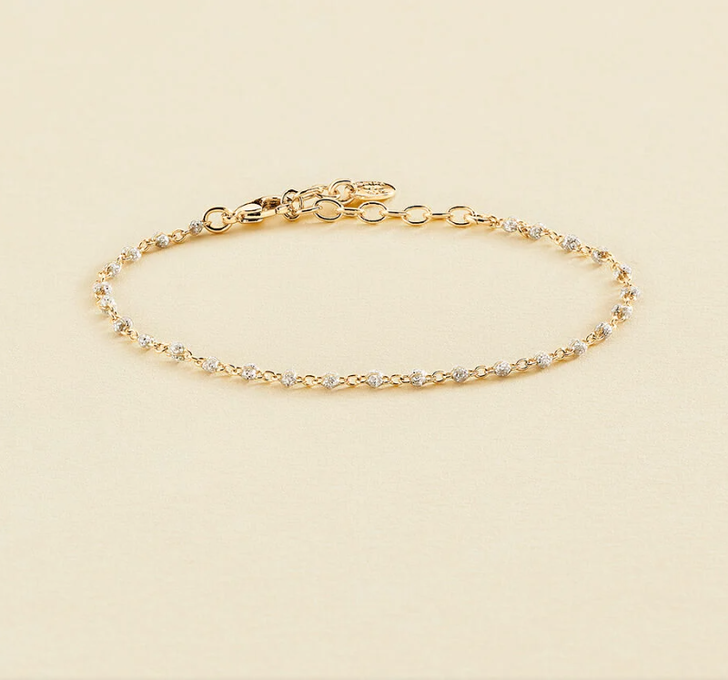 Pulsera de cadena SMARTY - Blanco / Chapado Oro Agatha Paris