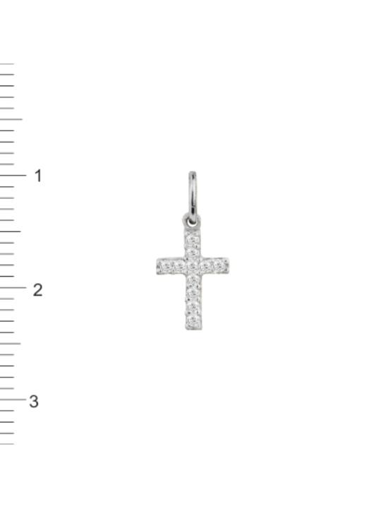 CRUZ MINI CIRCONITAS ORO BLANCO 18K