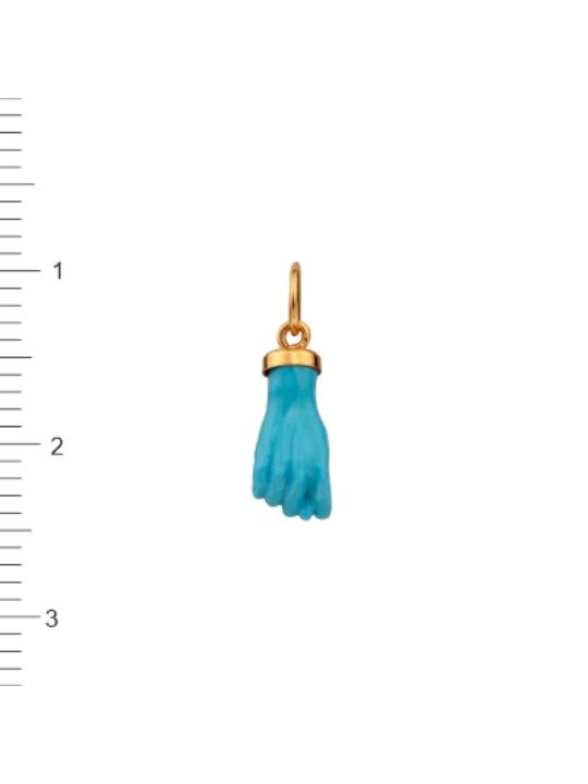 FETICHE MANO TURQUESA IMITACION MINI ORO