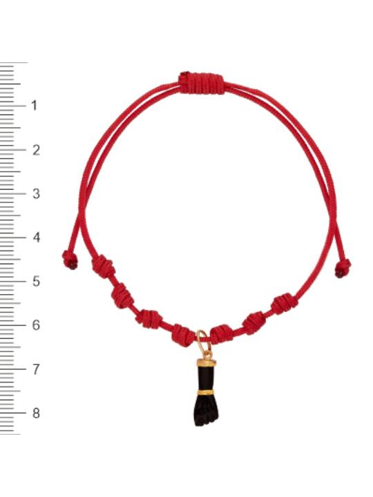 PULSERA PUÑO AZABACHE NYLON 7 NUDOS ROJO ORO