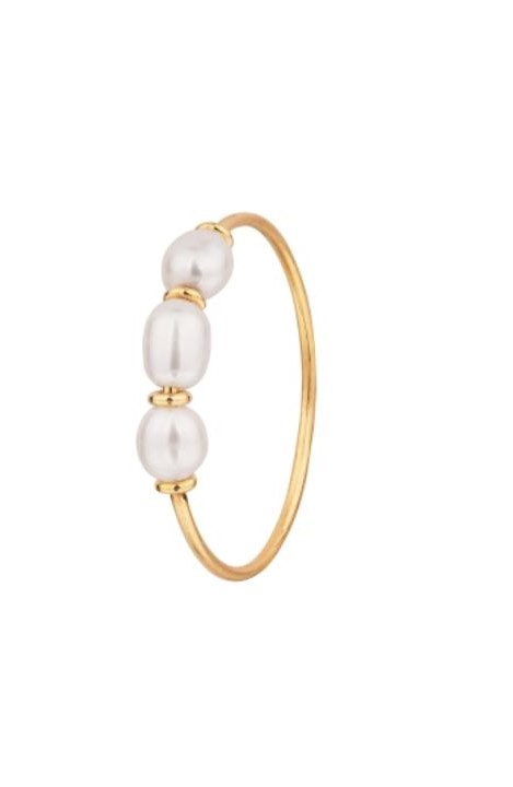 ANILLO HILO MULTIFUNCIONAL 3 PERLAS RIO ORO 18K