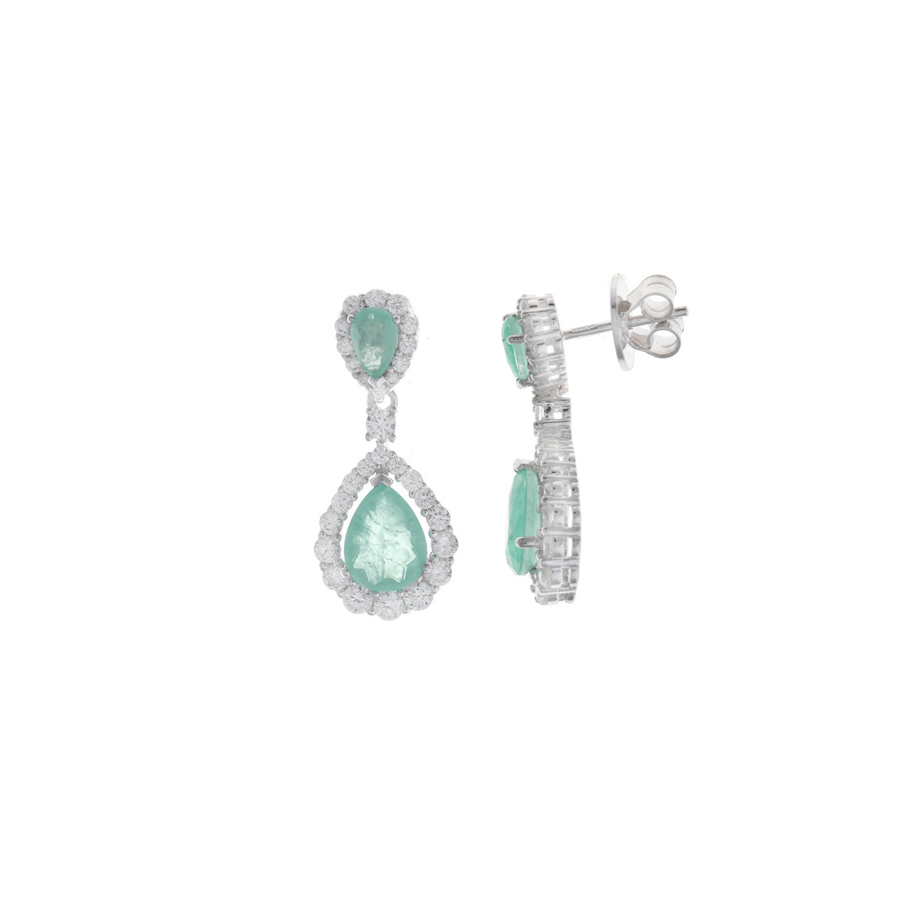 PENDIENTES  PLATA RODIO CRISTAL VERDE MENTA HIELO SALVATORE