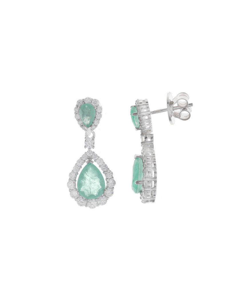 PENDIENTES  PLATA RODIO CRISTAL VERDE MENTA HIELO SALVATORE