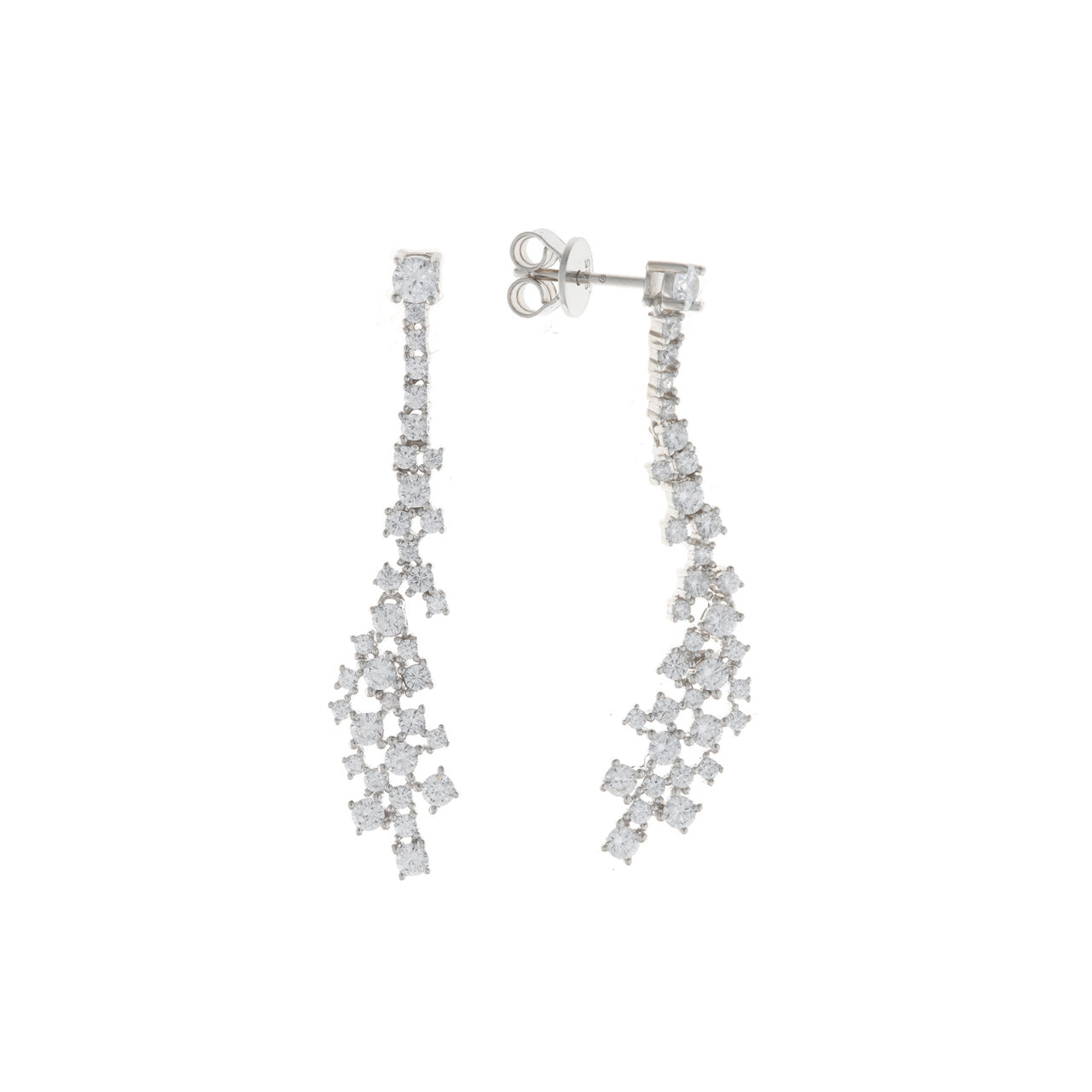 PENDIENTES  PLATA RODIO CASCADA CHATONES CIRCONITAS SALVATORE