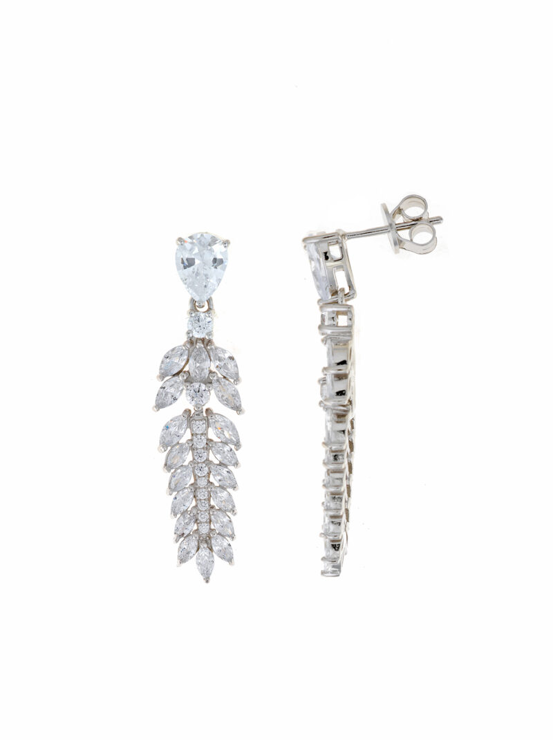 PENDIENTES  PLATA RODIO PERA ESPIGA CIRCONITAS SALVATORE