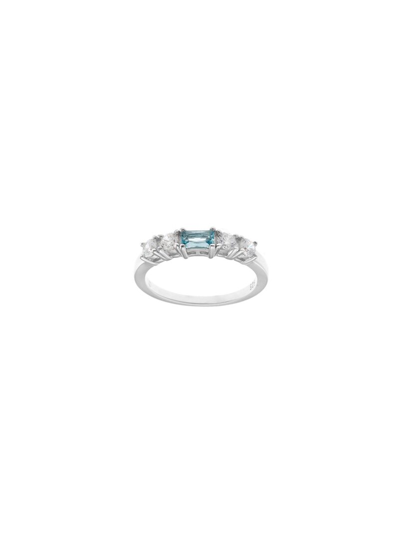 SORTIJA PLATA RODIO BAGUET CRISTAL AZUL ZAFIRO SALVATORE
