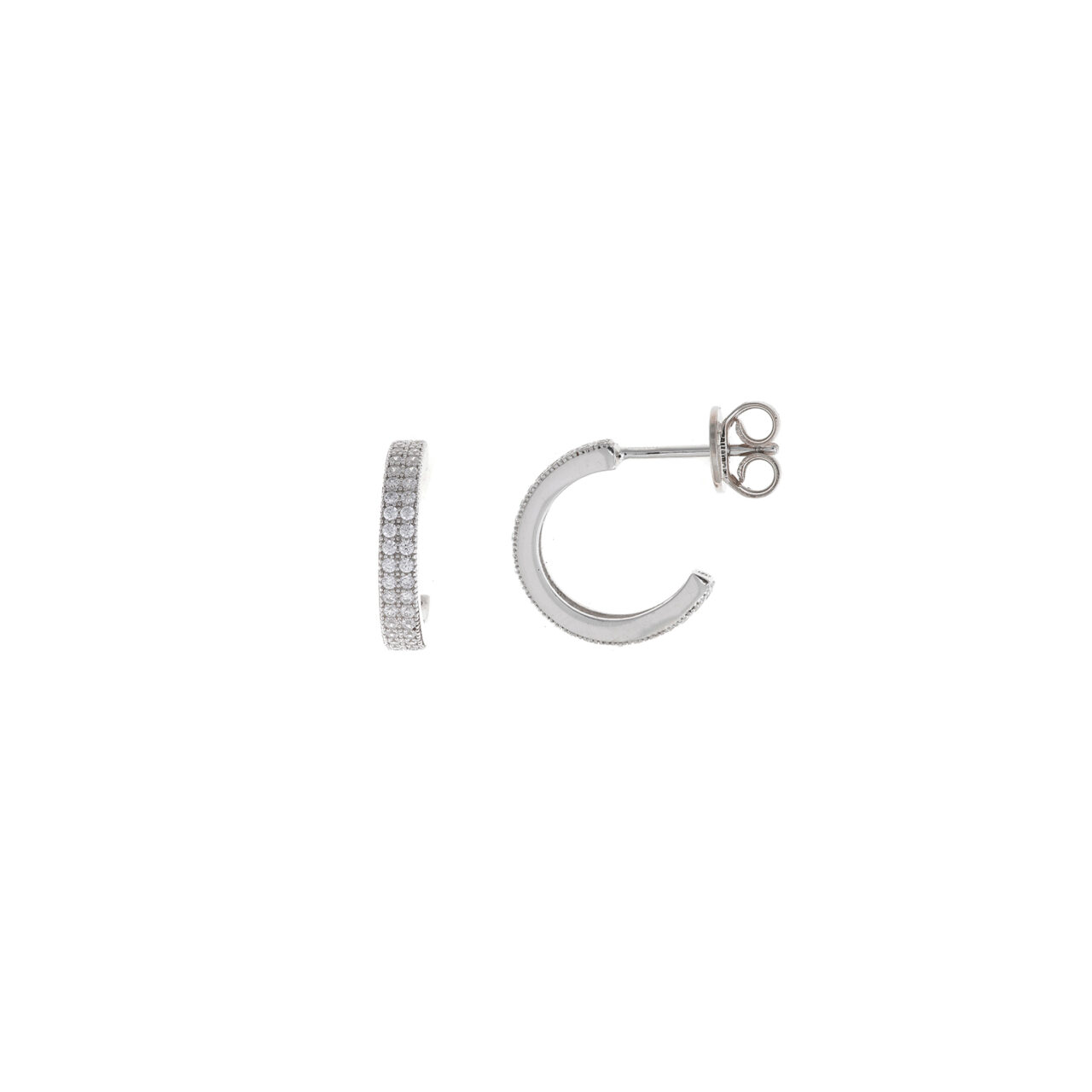 PENDIENTES PLATA RODIO MEDIO ARO DOS FILAS SALVATORE