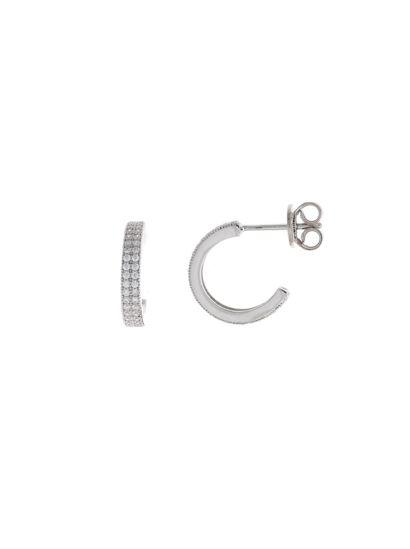 PENDIENTES PLATA RODIO MEDIO ARO DOS FILAS SALVATORE