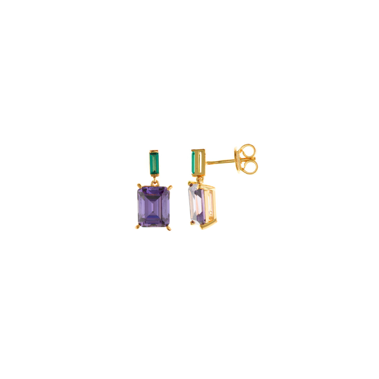 PENDIENTES PLATA CHAPADO DORADO CIRCONITA VERDE SALVATORE