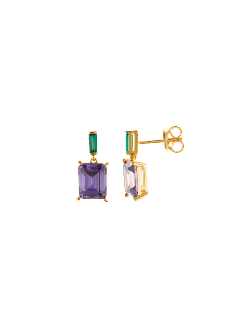 PENDIENTES PLATA CHAPADO DORADO CIRCONITA VERDE SALVATORE