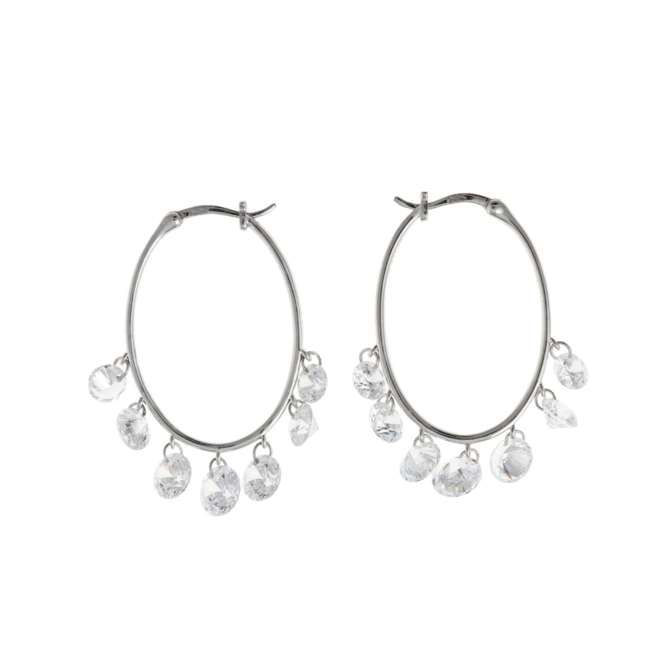 PENDIENTES  PLATA RODIO ARO OVALADO CIRCONITAS SALVATORE
