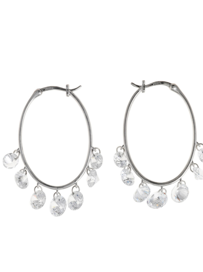 PENDIENTES  PLATA RODIO ARO OVALADO CIRCONITAS SALVATORE