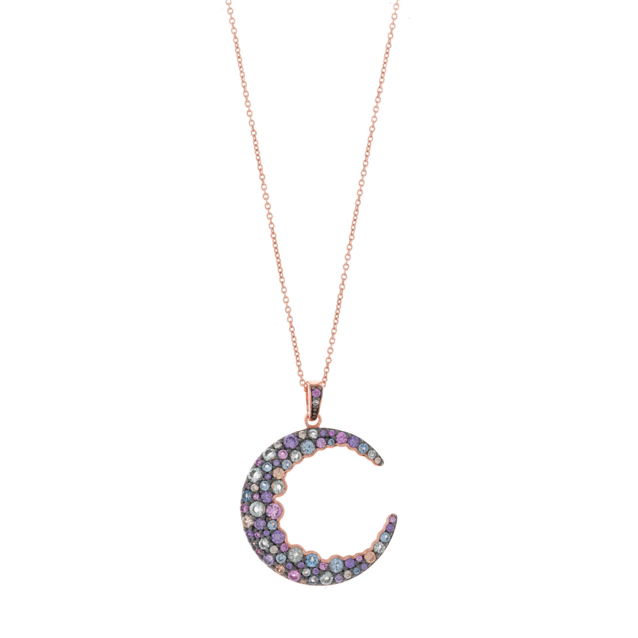 COLLAR PLATA CHAPADO ROSA LUNA CIRCONITAS SALVATORE