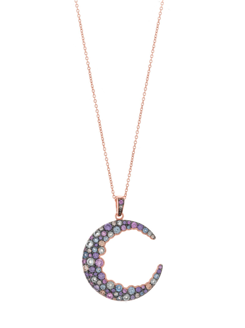 COLLAR PLATA CHAPADO ROSA LUNA CIRCONITAS SALVATORE