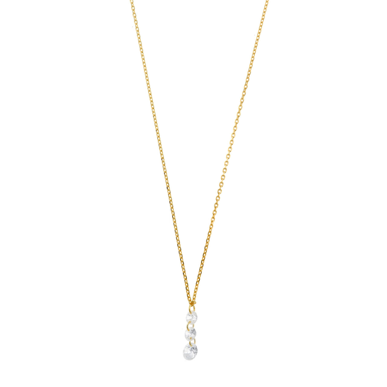 COLLAR PLATA CHAPADO DORADO TRES CIRCONITAS SALVATORE