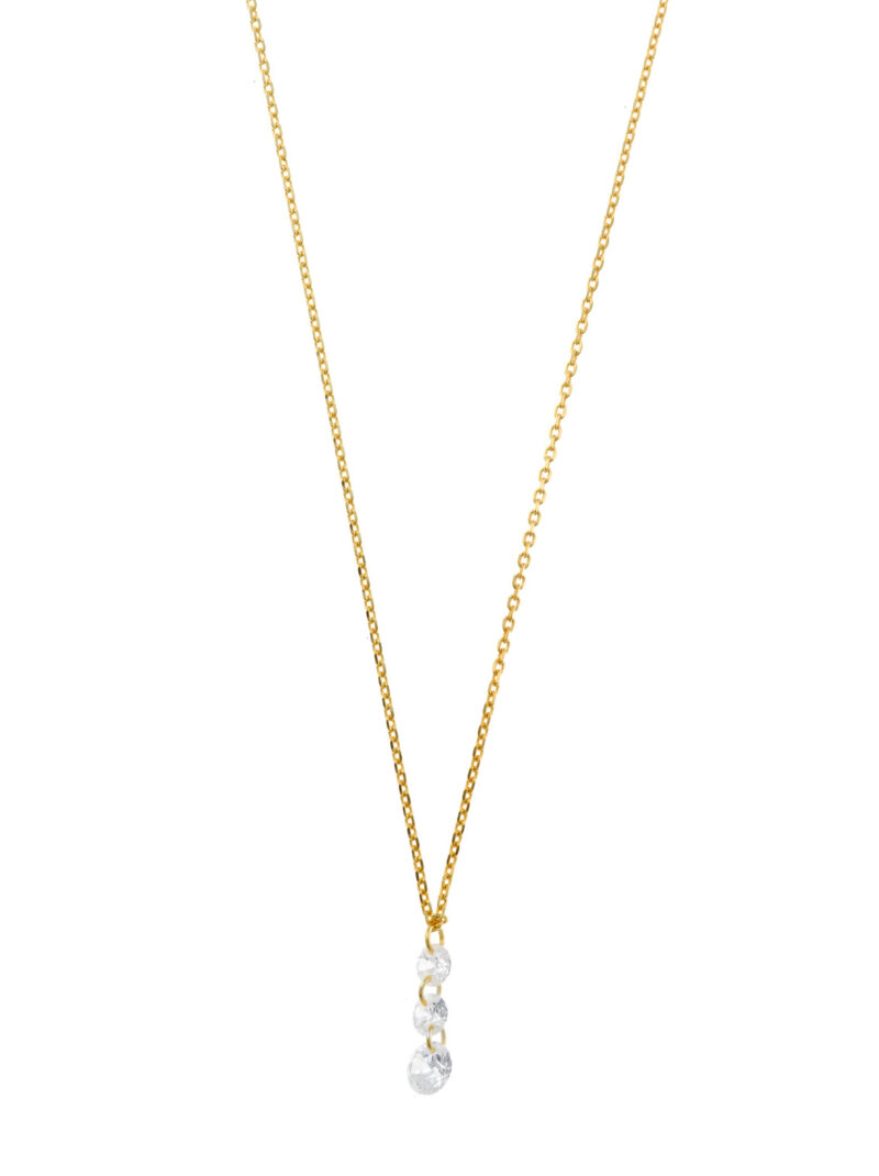 COLLAR PLATA CHAPADO DORADO TRES CIRCONITAS SALVATORE