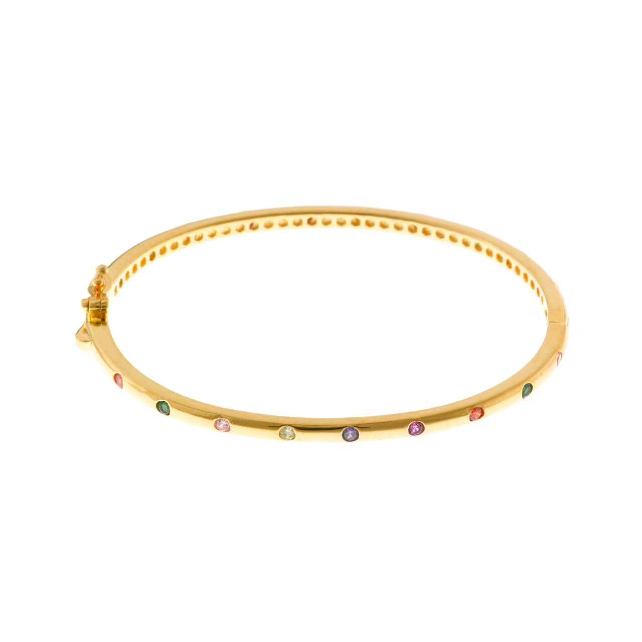PULSERA PLATA CAÑA CHAPADO DORADO CIRCONITAS BLANCAS SALVATORE