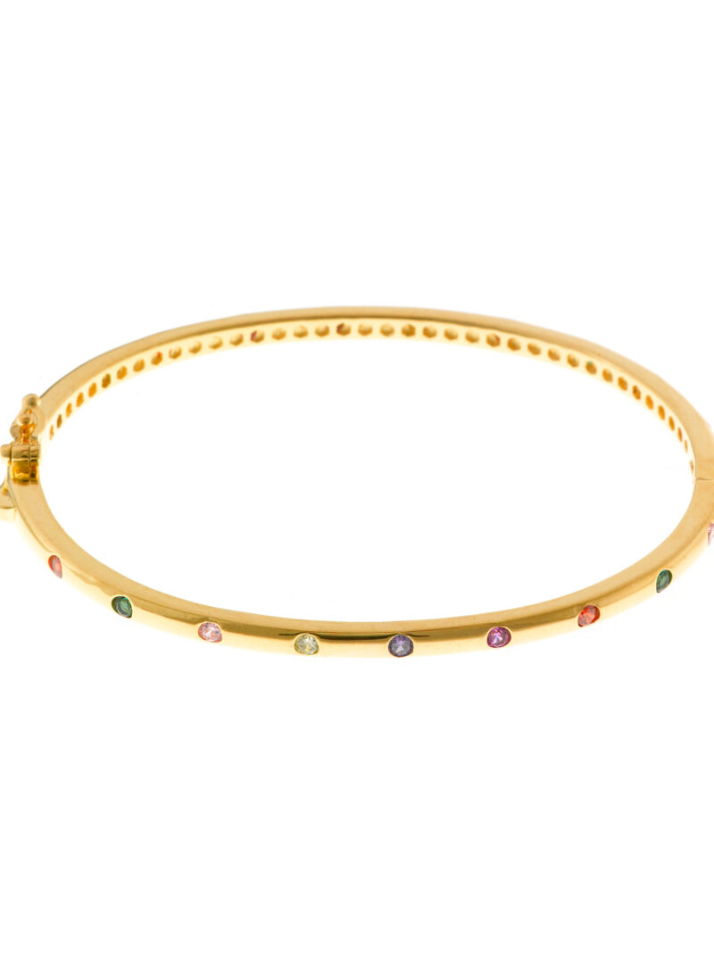 PULSERA PLATA CAÑA CHAPADO DORADO CIRCONITAS BLANCAS SALVATORE