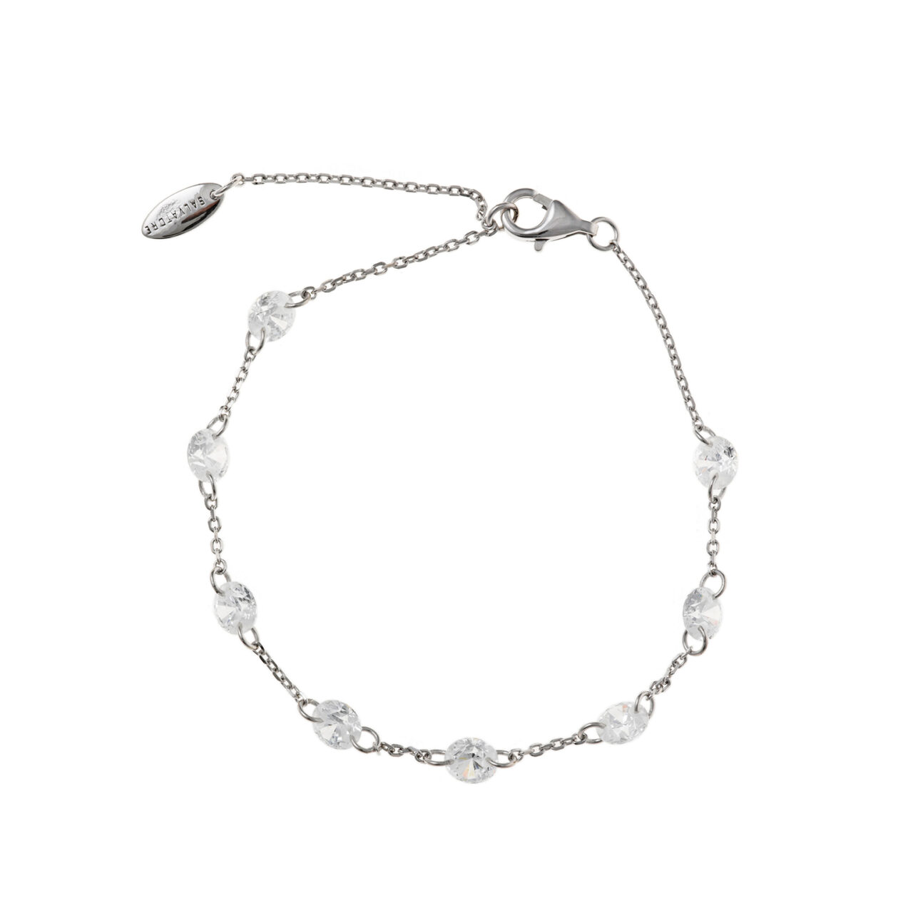 PULSERA PLATA RODIO CIRCONITAS BLANCAS SALVATORE