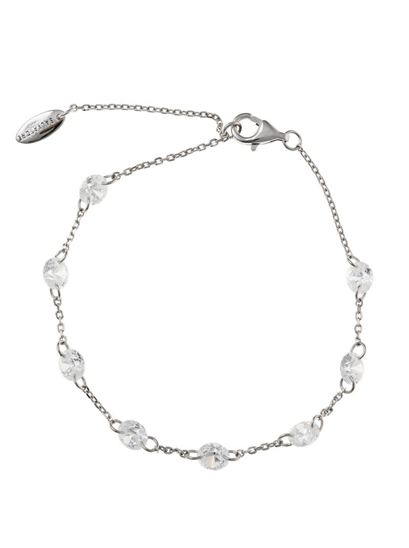 PULSERA PLATA RODIO CIRCONITAS BLANCAS SALVATORE