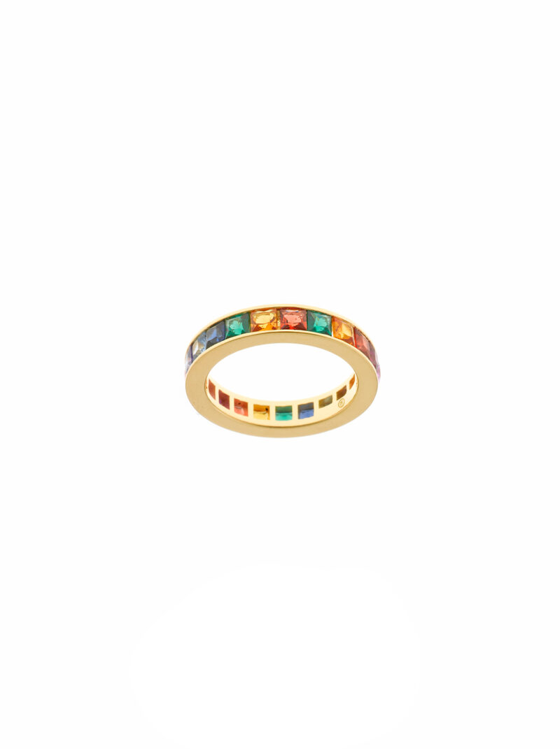 SORTIJA PLATA CHAPADO DORADO CIRCONITAS  MULTICOLOR SALVATORE