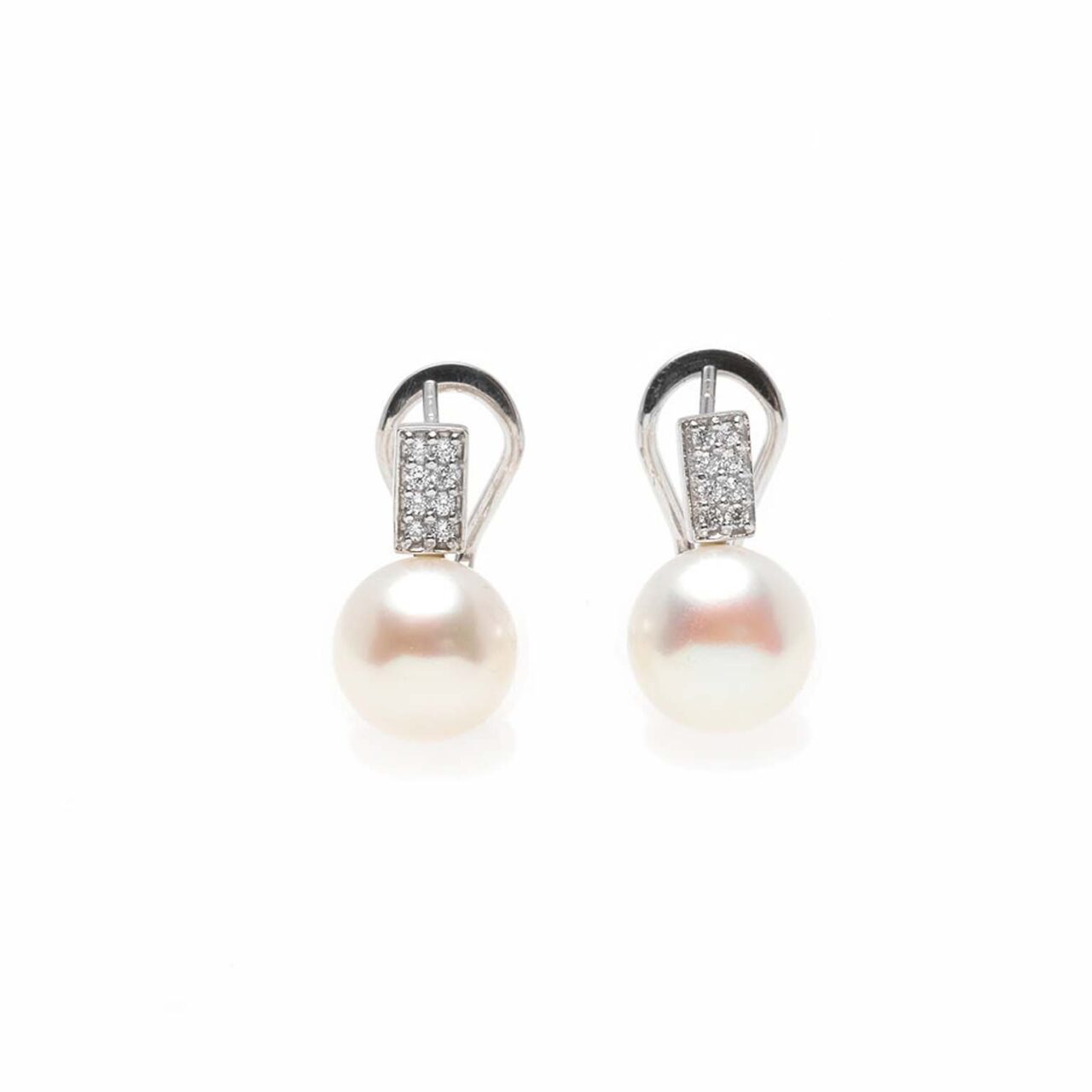 PENDIENTES  PLATA RODIO BARRA CIRCONITA Y PERLA SALVATORE