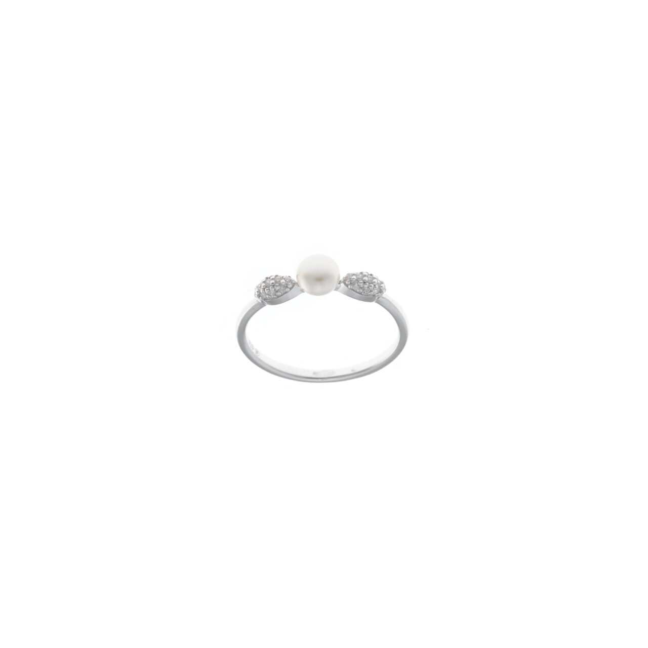 SORTIJA PLATA RODIO OVALOS CIRCONITAS BLANCAS PERLAS SALVATORE