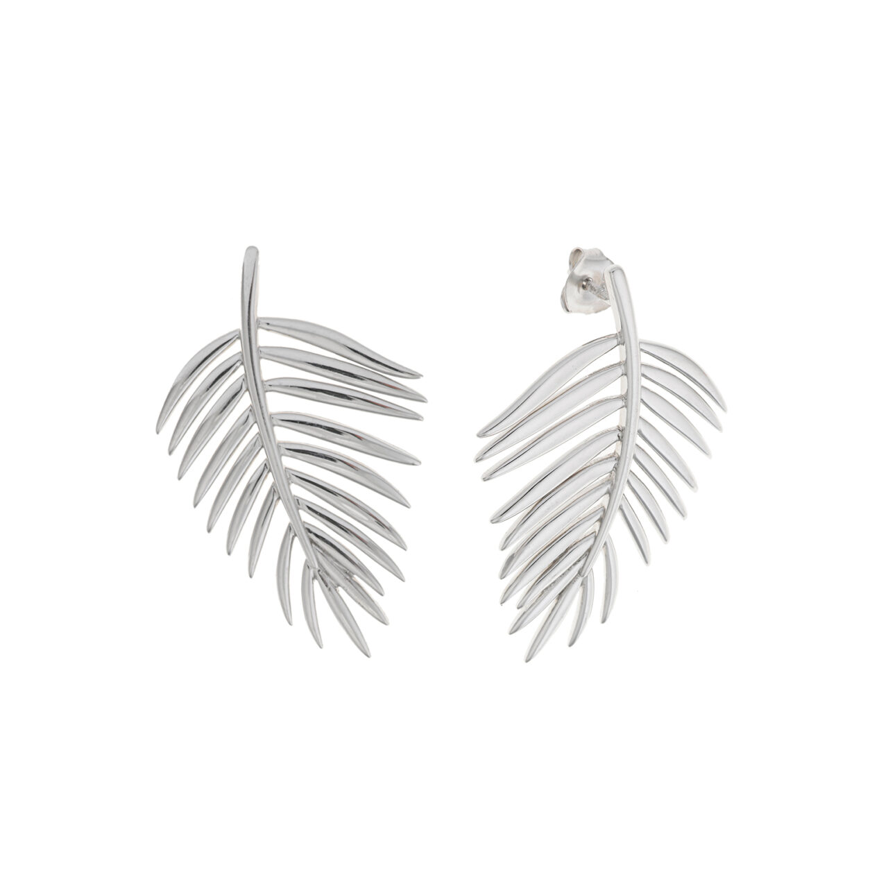 PENDIENTES PLATA RODIO HOJA ARECA SALVATORE