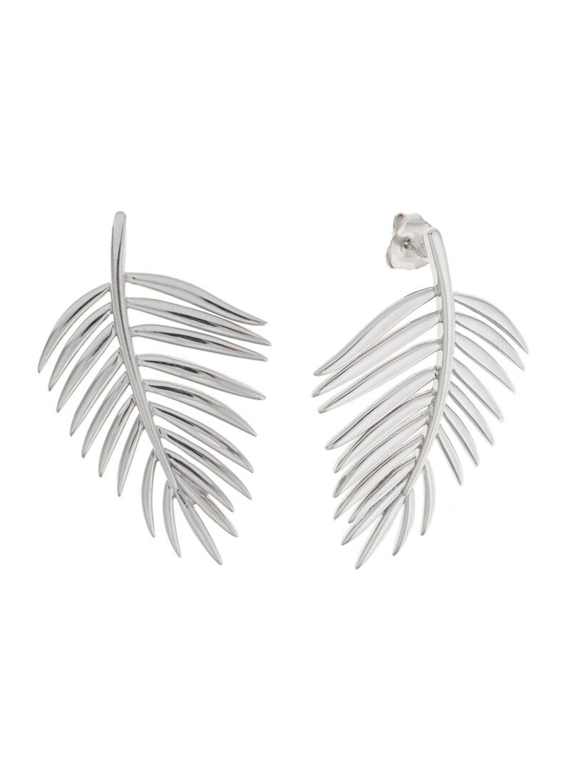 PENDIENTES PLATA RODIO HOJA ARECA SALVATORE