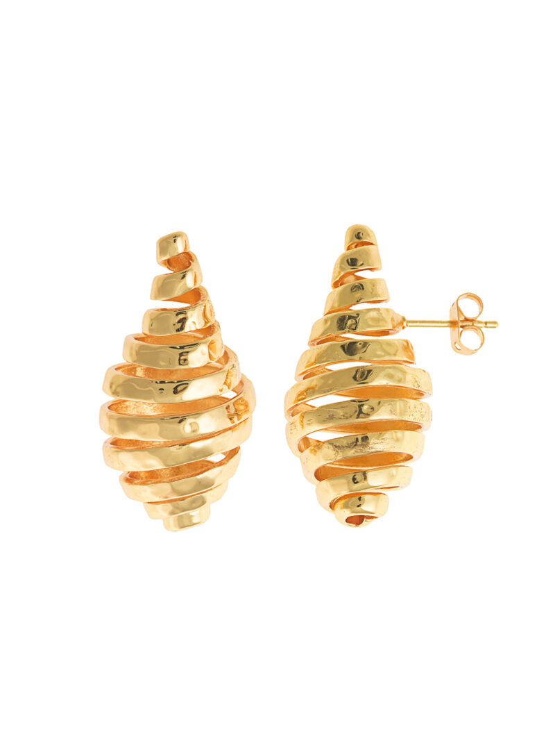 PENDIENTES METAL CHAPADO DORADO GOTA LINEAS SALVATORE