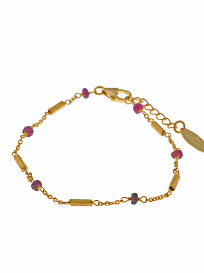 PULSERA METAL CHAPADO DORADO RUBIES Y BARRITA SALVATORE