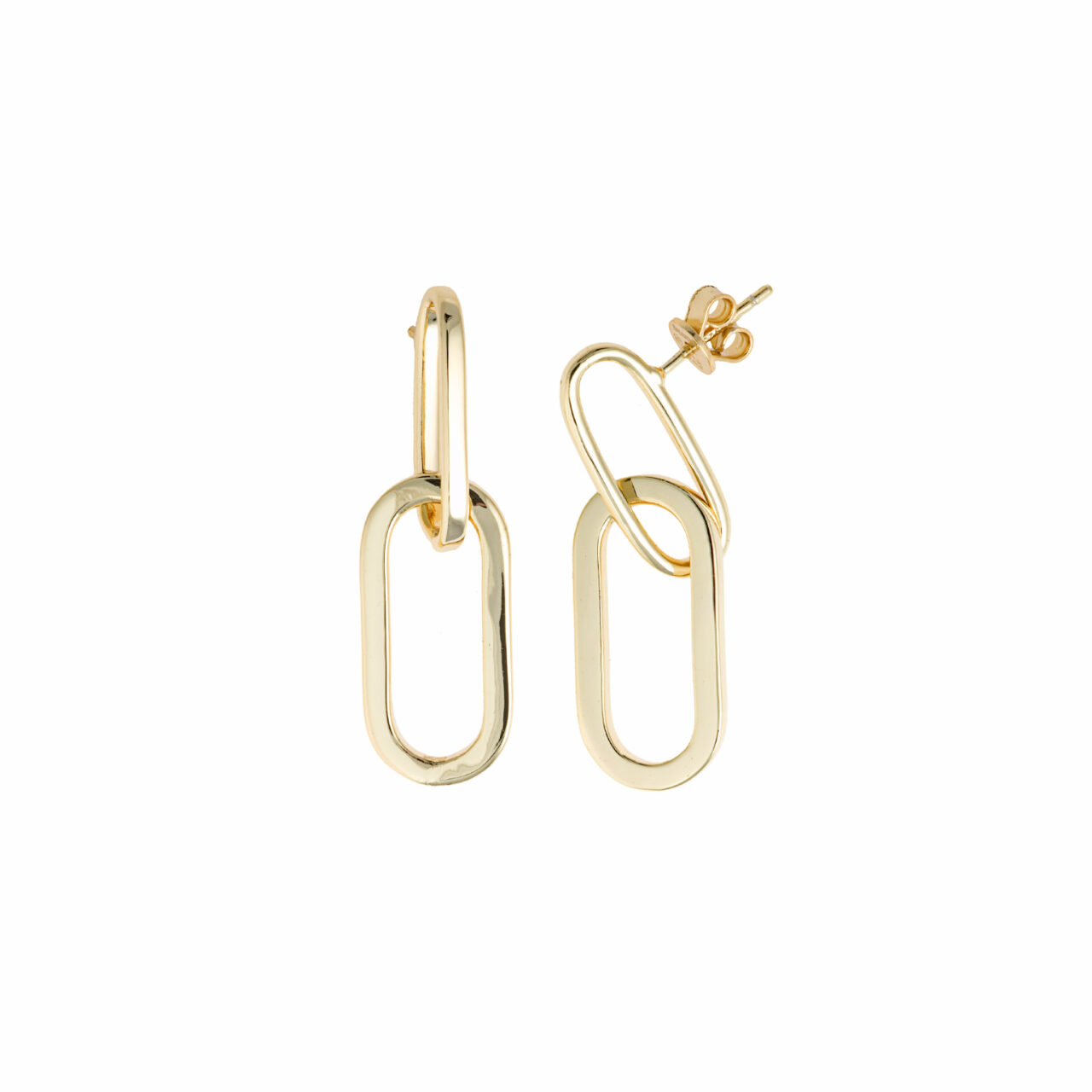 PENDIENTES PLATA CHAPADO DORADO DOS ESLABONES