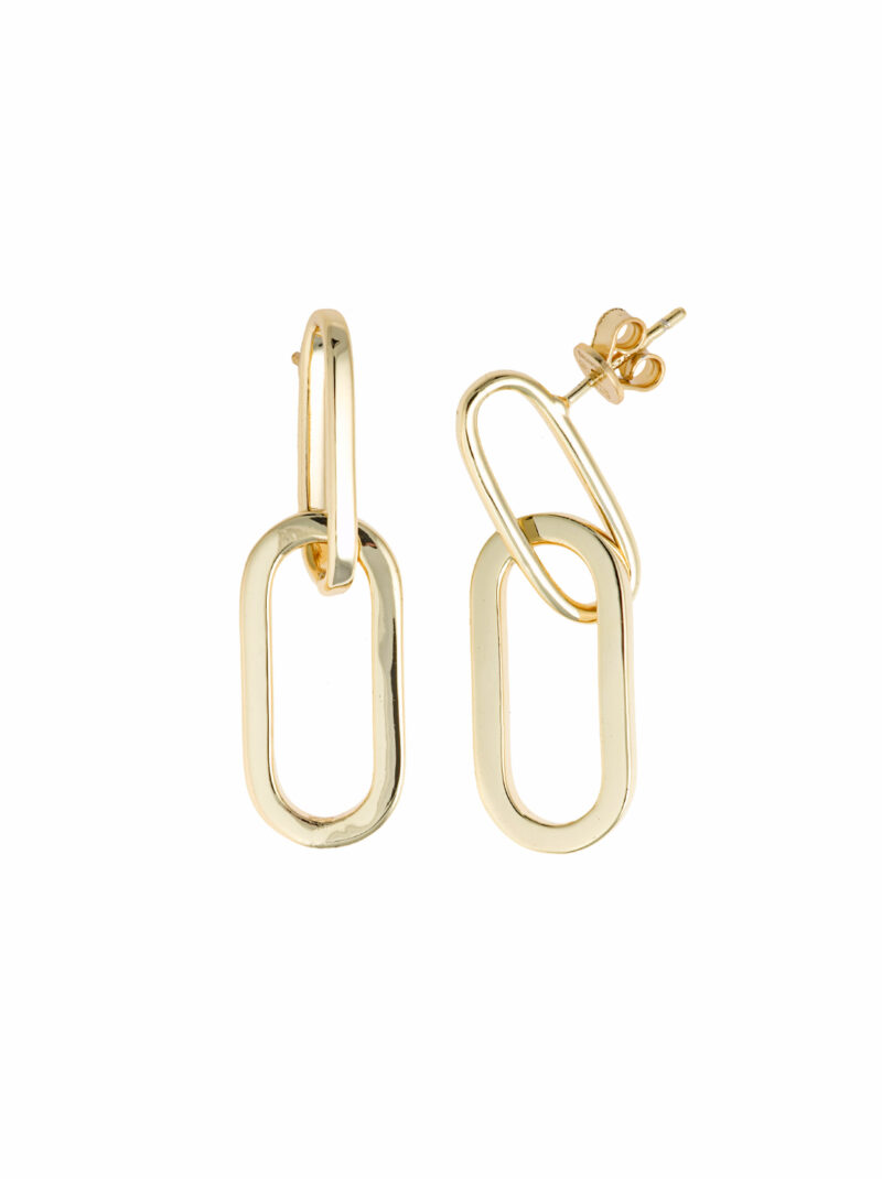 PENDIENTES PLATA CHAPADO DORADO DOS ESLABONES