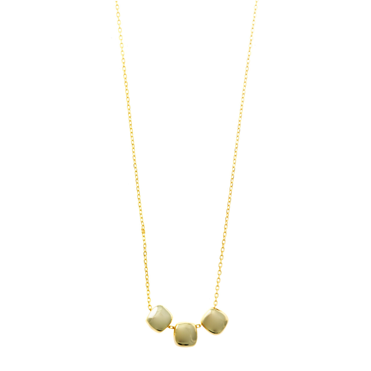 COLLAR PLATA CHAPADO DORADO TRES CUADRADOS LISOS SALVATORE
