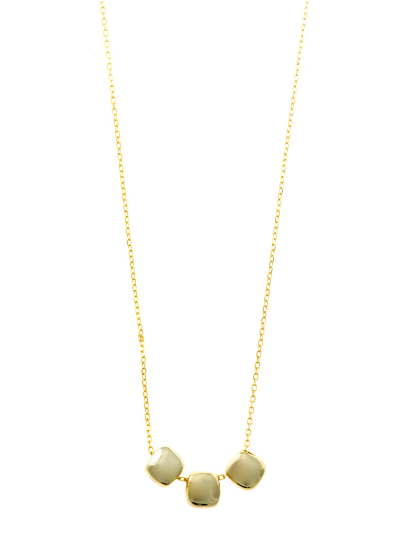 COLLAR PLATA CHAPADO DORADO TRES CUADRADOS LISOS SALVATORE