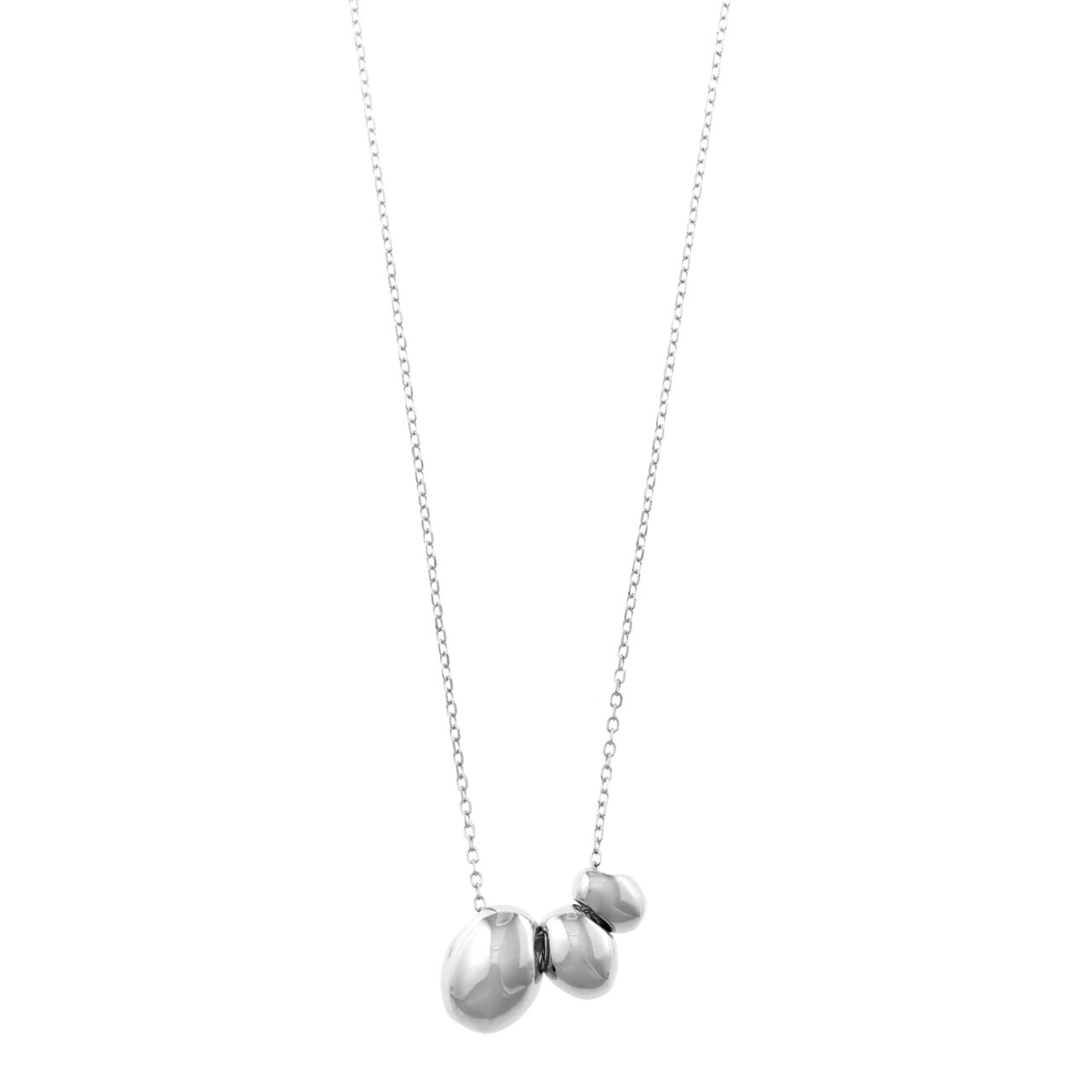 COLLAR PLATA RODIO TRES OVALOS LISOS SALVATORE