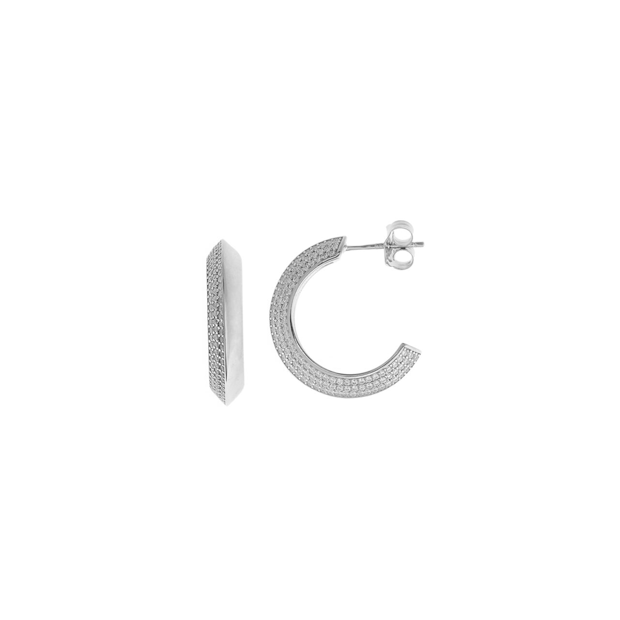 PENDIENTES  PLATA RODIO AROS CIRCONITAS BLANCAS SALVATORE