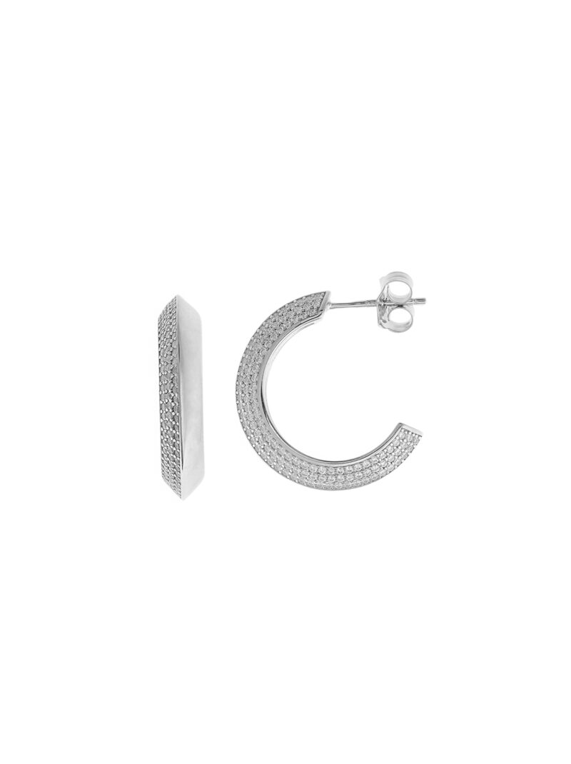 PENDIENTES  PLATA RODIO AROS CIRCONITAS BLANCAS SALVATORE