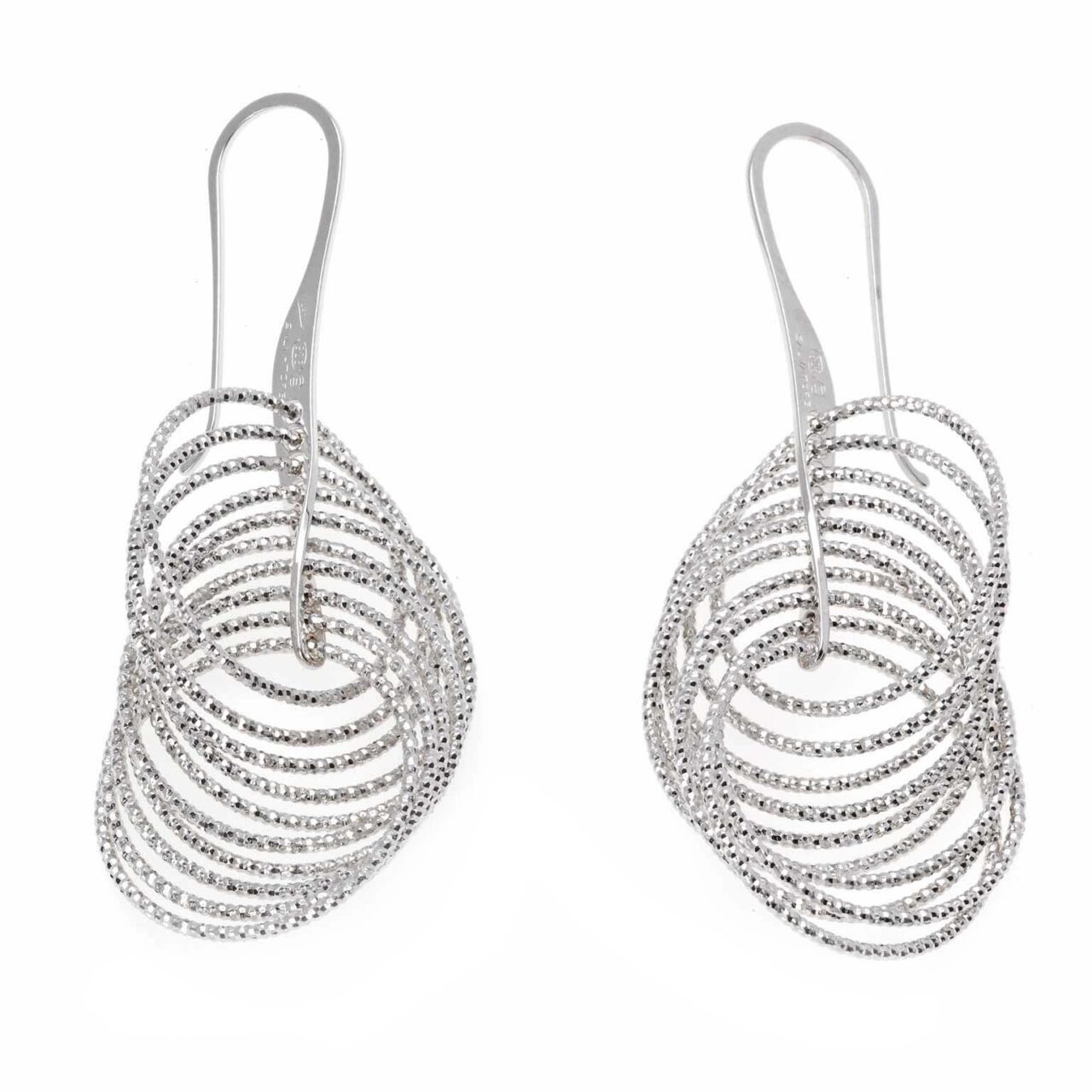 PENDIENTES PLATA RODIO CIRCULOS GRABADOS GANCHO SALVATORE