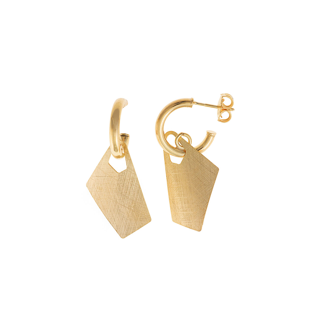 PENDIENTES PLATA CHAPADO DORADO ARO RECTANGULO SALVATORE