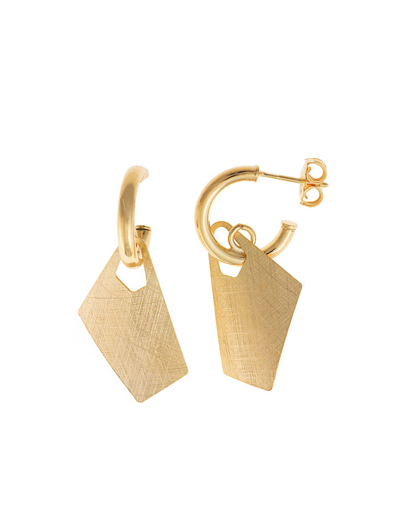PENDIENTES PLATA CHAPADO DORADO ARO RECTANGULO SALVATORE