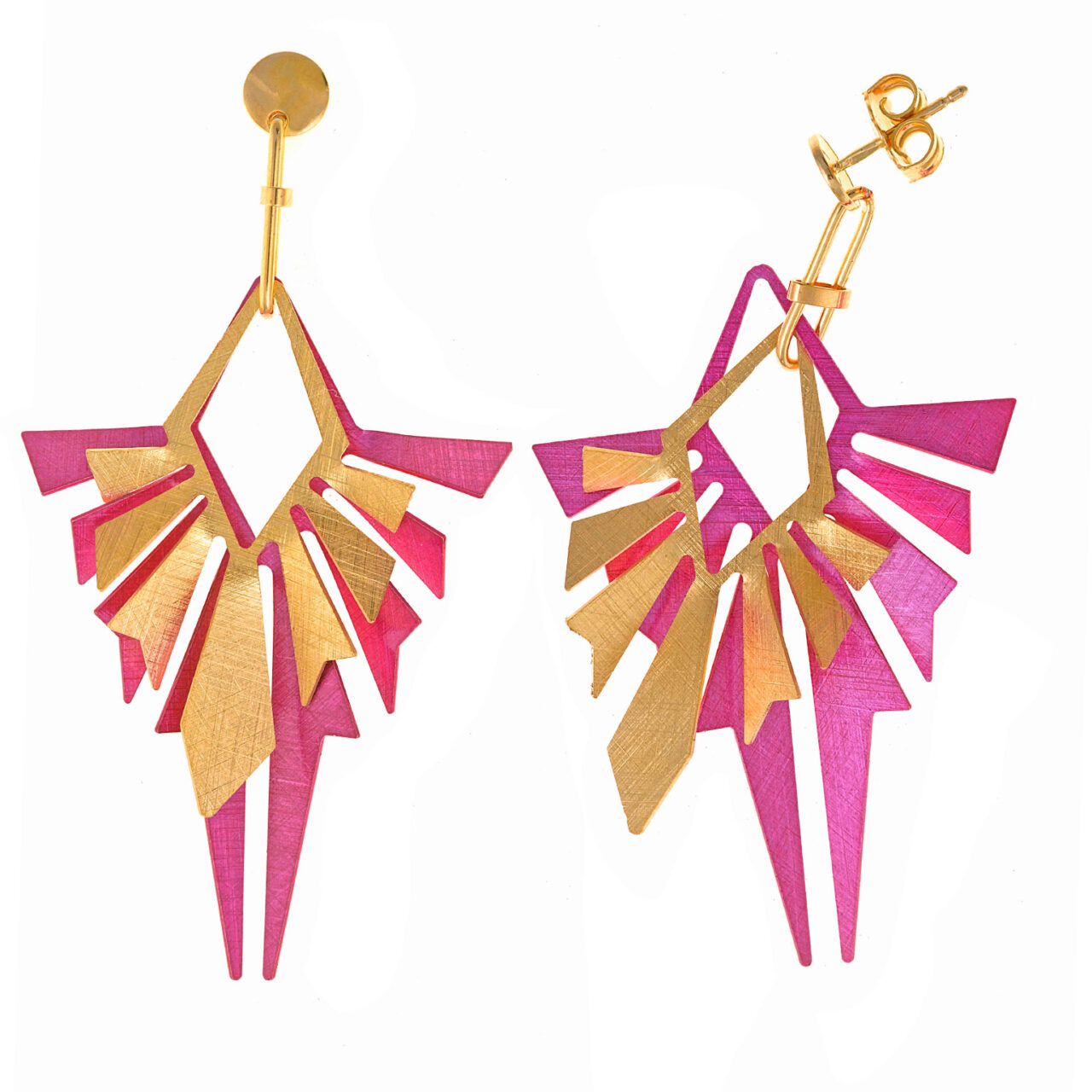 PENDIENTES PLATA CHAPADO DORADO ROMBOS SALVATORE