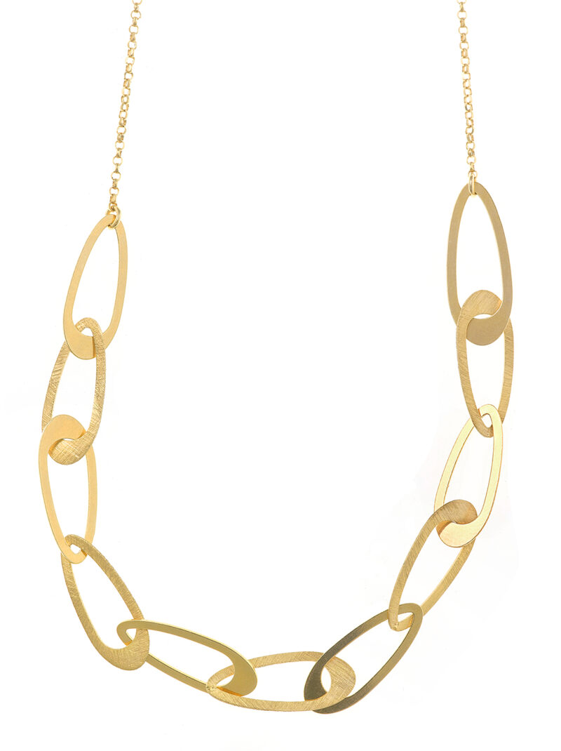 COLLAR PLATA CHAPADO DORADO ESLABONES PERA SALVATORE