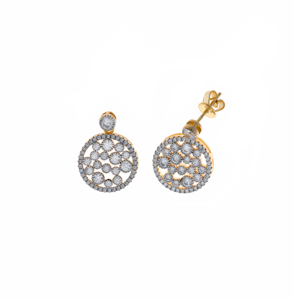 PENDIENTES PLATA CHAPADO DORADO REDONDOS CIRCONITA SALVATORE