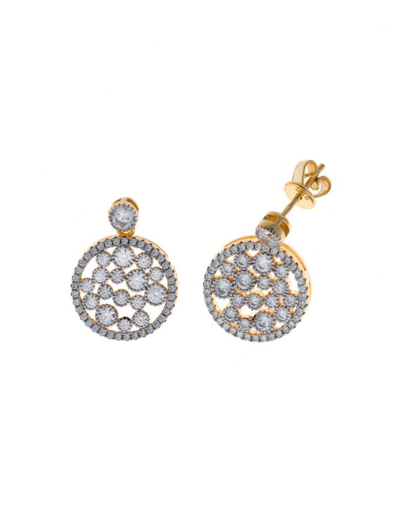 PENDIENTES PLATA CHAPADO DORADO REDONDOS CIRCONITA SALVATORE